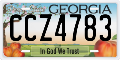 GA license plate CCZ4783