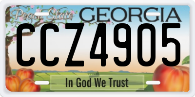 GA license plate CCZ4905