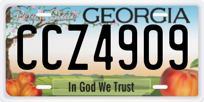 GA license plate CCZ4909