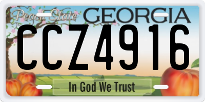 GA license plate CCZ4916