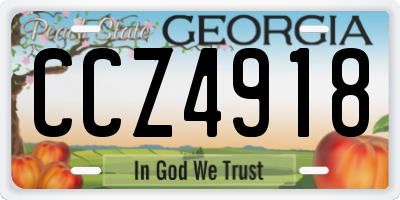 GA license plate CCZ4918
