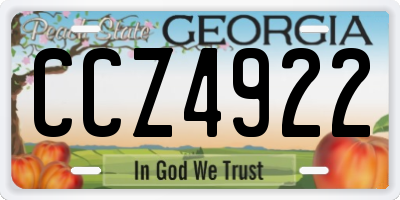 GA license plate CCZ4922