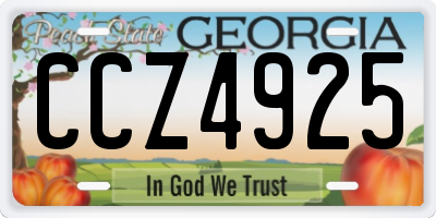GA license plate CCZ4925