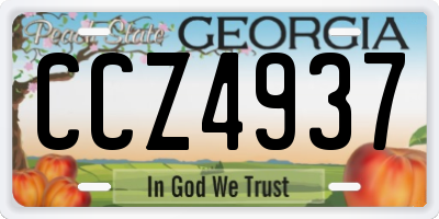 GA license plate CCZ4937