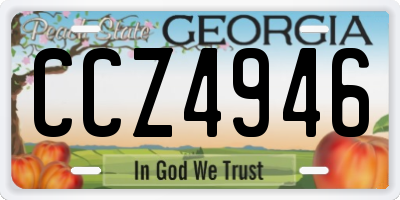 GA license plate CCZ4946