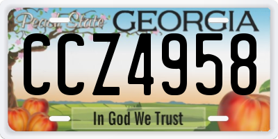 GA license plate CCZ4958