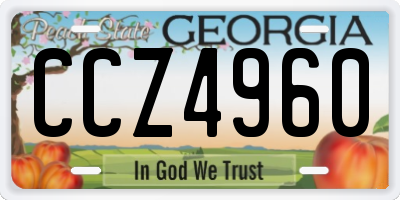 GA license plate CCZ4960