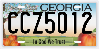 GA license plate CCZ5012
