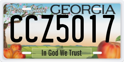 GA license plate CCZ5017