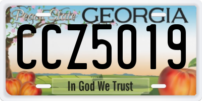 GA license plate CCZ5019