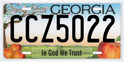 GA license plate CCZ5022