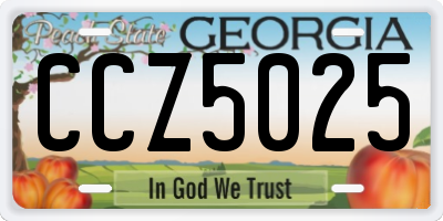GA license plate CCZ5025