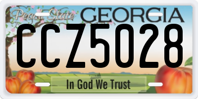 GA license plate CCZ5028