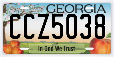GA license plate CCZ5038
