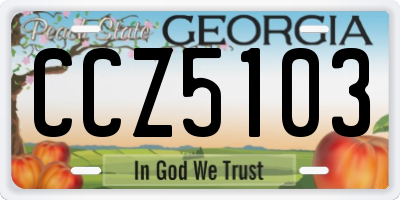 GA license plate CCZ5103