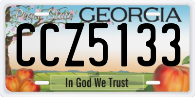 GA license plate CCZ5133