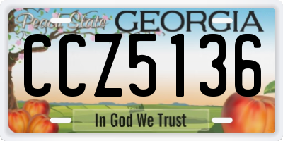 GA license plate CCZ5136