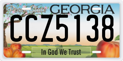 GA license plate CCZ5138