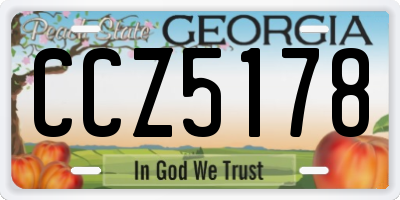 GA license plate CCZ5178