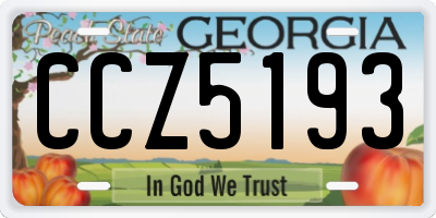 GA license plate CCZ5193