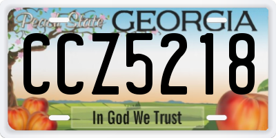 GA license plate CCZ5218
