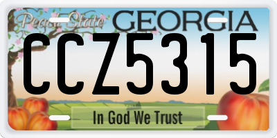 GA license plate CCZ5315