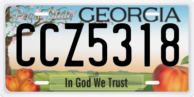 GA license plate CCZ5318