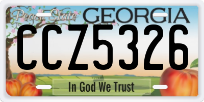 GA license plate CCZ5326