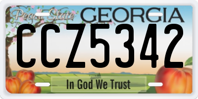 GA license plate CCZ5342