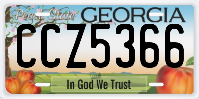 GA license plate CCZ5366
