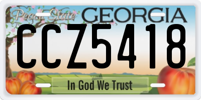 GA license plate CCZ5418
