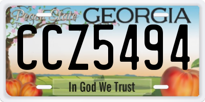 GA license plate CCZ5494