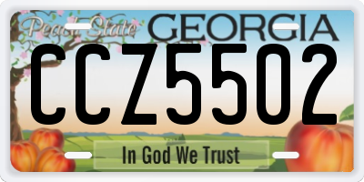 GA license plate CCZ5502