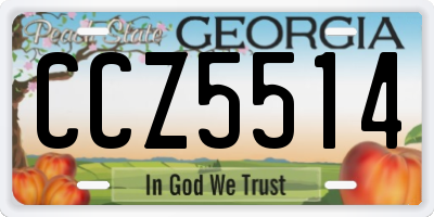 GA license plate CCZ5514