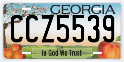 GA license plate CCZ5539