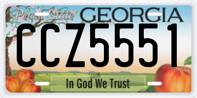 GA license plate CCZ5551