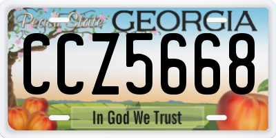GA license plate CCZ5668