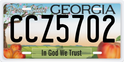 GA license plate CCZ5702