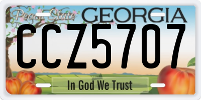 GA license plate CCZ5707