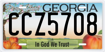 GA license plate CCZ5708