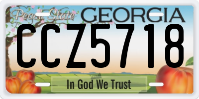 GA license plate CCZ5718