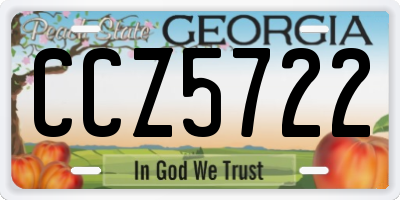 GA license plate CCZ5722