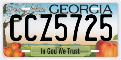 GA license plate CCZ5725