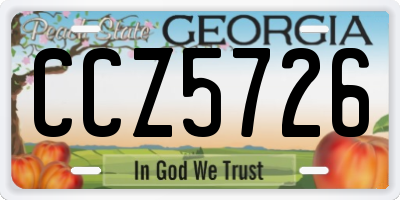 GA license plate CCZ5726
