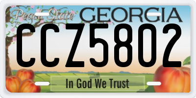 GA license plate CCZ5802