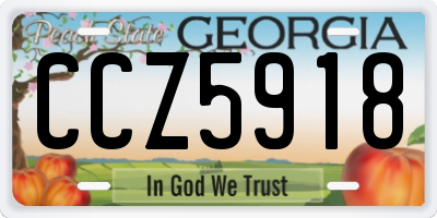 GA license plate CCZ5918