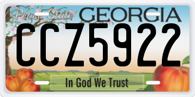 GA license plate CCZ5922