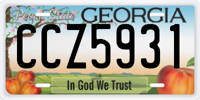GA license plate CCZ5931
