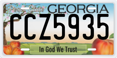 GA license plate CCZ5935