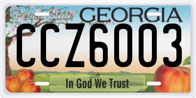 GA license plate CCZ6003